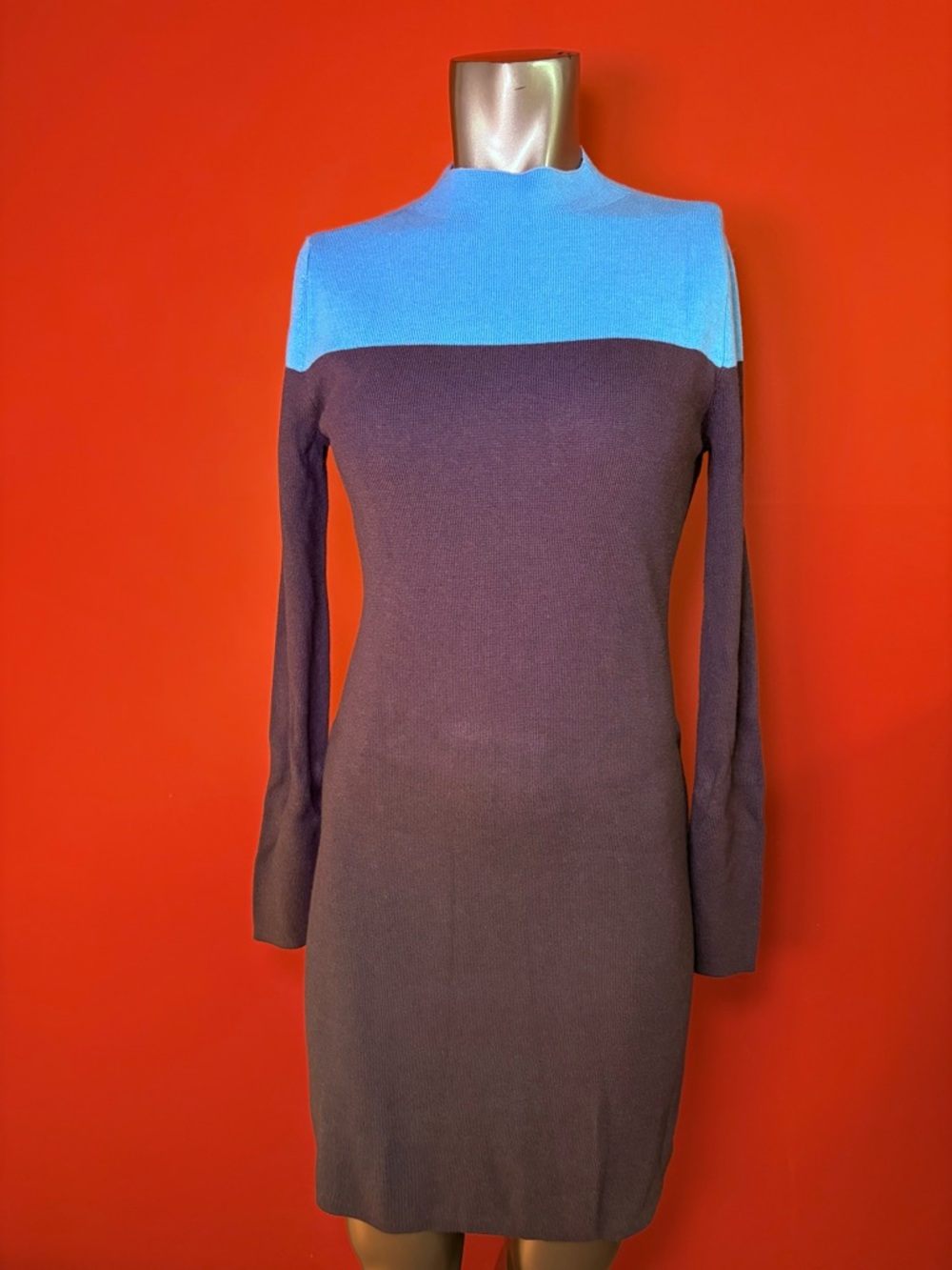 NWT Ann Taylor Two-Tone Blue Knit Sweater Dress